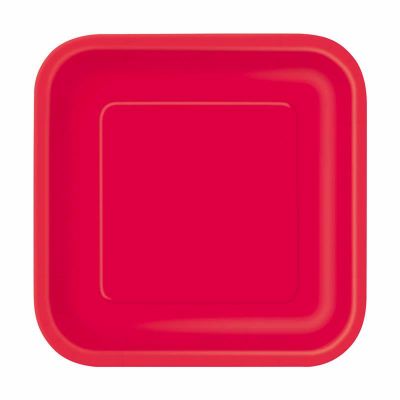  7 Inch Ruby Red Square Plates (pack quantity 16) 