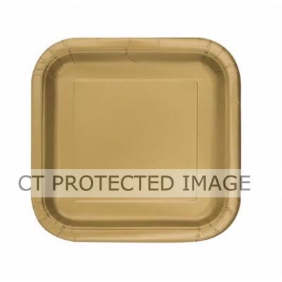  7 Inch Gold Square Plates (pack quantity 16) 