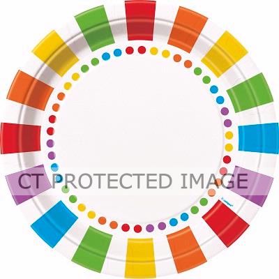  9 Inch Rainbow Plates (pack quantity 8) 