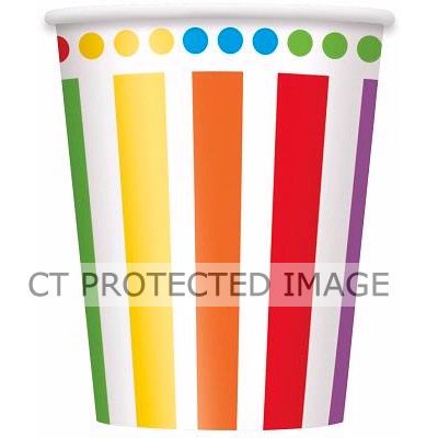  9oz Rainbow Cups (pack quantity 8) 