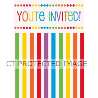  Rainbow Invitations (pack quantity 8) 