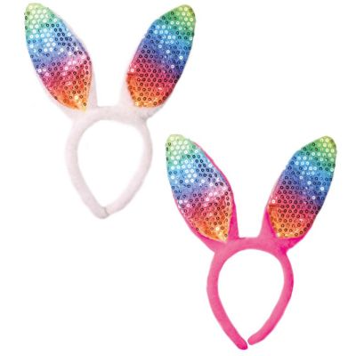 Easter Rainbow Sequin Bunny Ears Headband