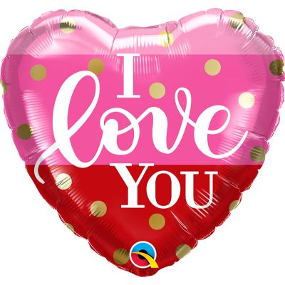 18 Inch I Love You Gold Dots Foil Balloon