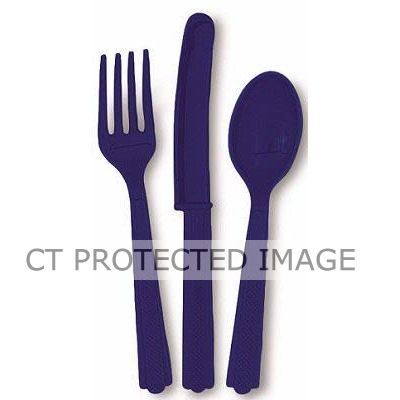 True Navy Blue Assorted Cutlery (pack quantity 18) 