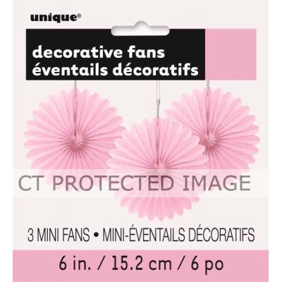  6 Inch Lovely Pink Decorative Fan (pack quantity 3) 