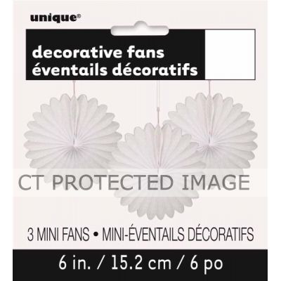  6 Inch White Decorative Fan (pack quantity 3) 