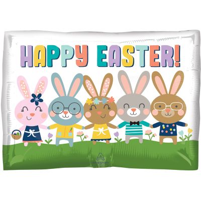18 Inch Happy Easter Bunnies Foil Balloon