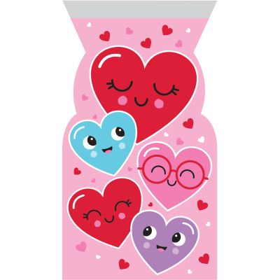 Heart Faces Zipper Cello Bags (pack quantity 12)