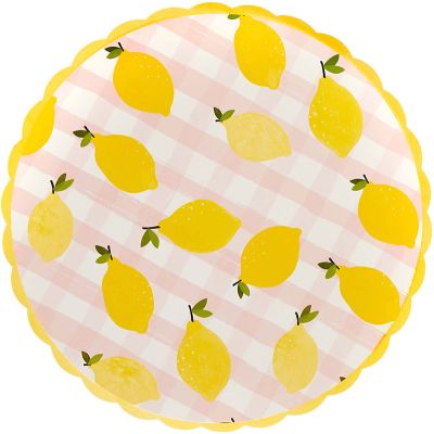 Lemon & Gingham Paper Plates (pack quantity 8)