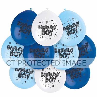  9 Inch Birthday Boy Balloons (pack quantity 10) 