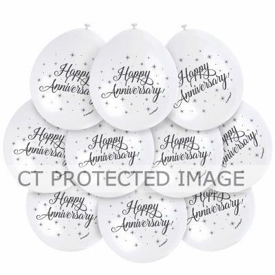  9 Inch Happy Anniversary Balloons (pack quantity 10) 