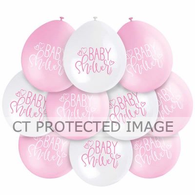  9 Inch Pink Baby Shower Balloons (pack quantity 10) 