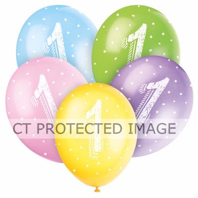  12 Inch Number 1 Balloons (pack quantity 5) 