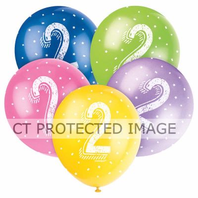  12 Inch Number 2 Balloons (pack quantity 5) 