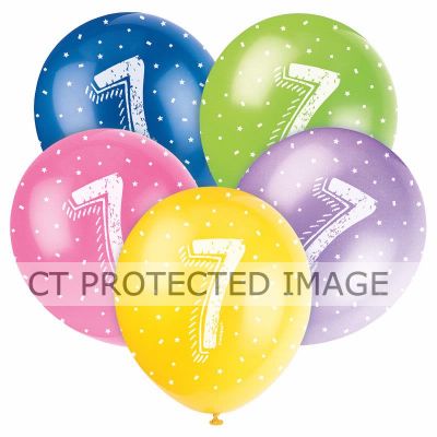  12 Inch Number 7 Balloons (pack quantity 5) 
