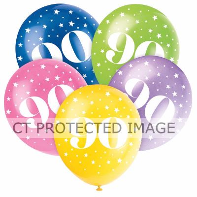  12 Inch Number 90 Balloons (pack quantity 5) 