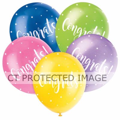  12 Inch Congratulations Balloons (pack quantity 5) 
