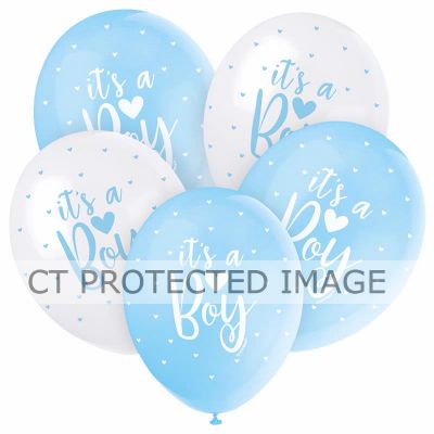  12 Inch Blue It's A Boy Balloons (pack quantity 5) 