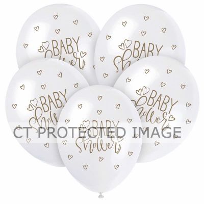  12 Inch Gold Baby Shower Balloons (pack quantity 5) 