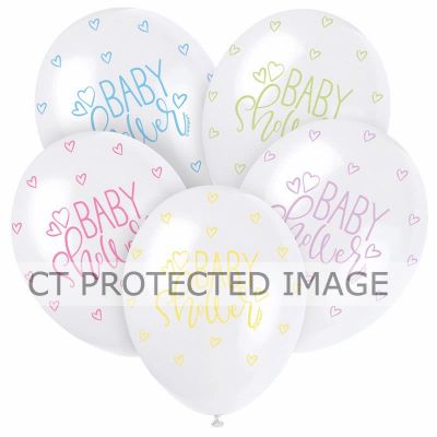  12 Inch Assorted Pastel Baby Shower Balloons (pack quantity 5) 