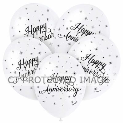  12 Inch Happy Anniversary Balloons (pack quantity 5) 