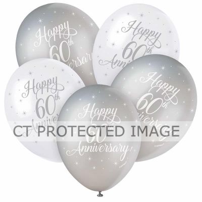  12 Inch Happy 60th Anniversry Balloons (pack quantity 5) 