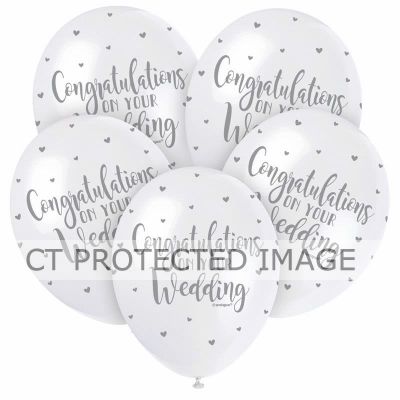  12 Inch Congratulations On Your Wedding Balloons (pack quantity 5) 