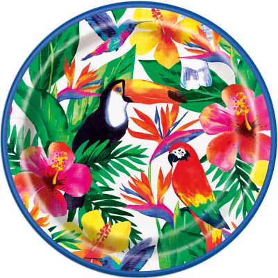 9 Inch Tropical Palm Luau Plates (pack quantity 8)