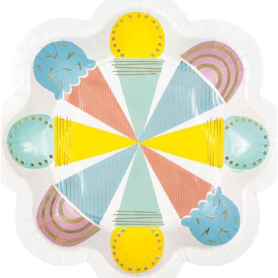 8 Inch Pastel Ice Cream Shaped Plates