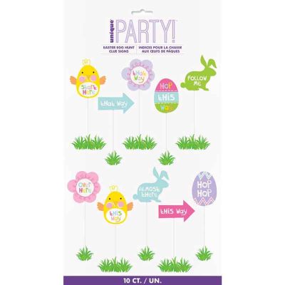 10pc Easter Egg Hunt Clue Signs