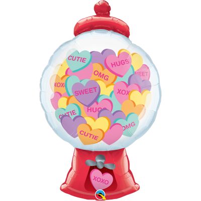 43 Inch Candy Hearts Gumball Machine Foil Balloon