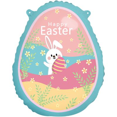 Easter Egg Bunny Blue Foil Balloon
