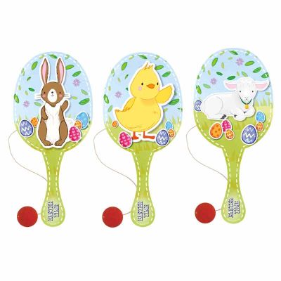 22cm 3assorted Easter Paddle Bat And Ball