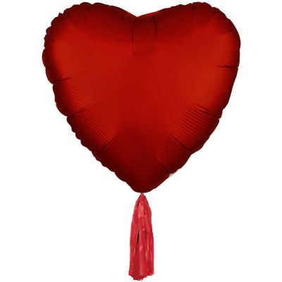 31 Inch Red Heart Foil Balloon With Tassel
