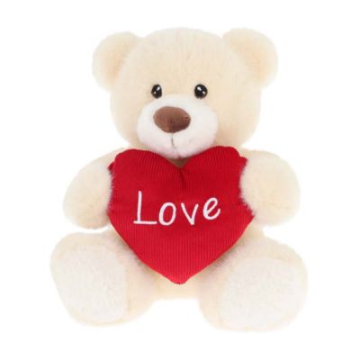 20cm Keeleco Cream Barney Bear With Heart