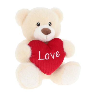 30cm Keeleco Cream Barney Bear With Heart