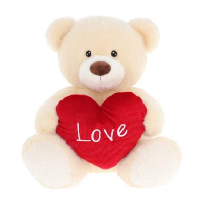 35cm Keeleco Cream Barney Bear With Heart