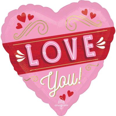 28 Inch Retro Love Jumbo Heart Foil Balloon