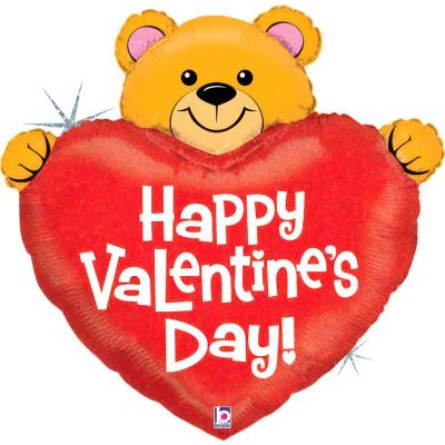 41 Inch Big Heart Valentine Bear Foil Balloon