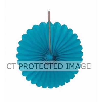 6 Inch Caribbean Teal Decorative Fans (pack quantity 3)