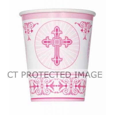  9oz Pink Radiant Cross Cups (pack quantity 8) 