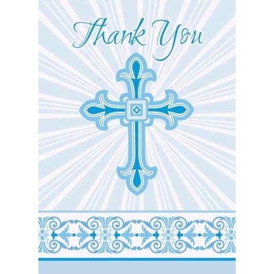  Blue Radiant Cross Thank You Notes (pack quantity 8) 