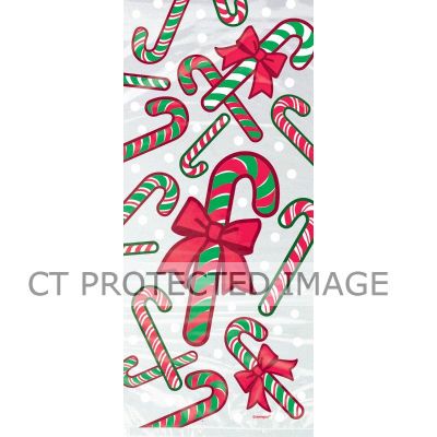  Candy Cane Cello Bags (pack quantity 20) 