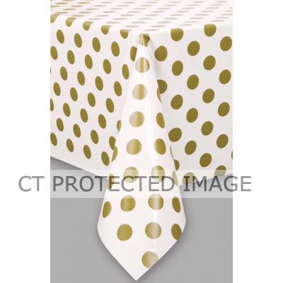 Gold Dots Plastic Table Cover