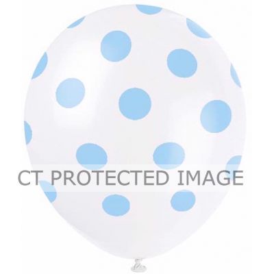  12 Inch Powder Blue Dots Balloons (pack quantity 6) 