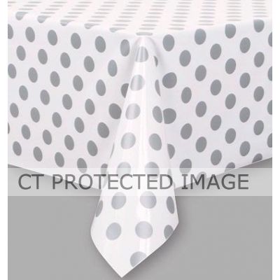 Silver Dots Plastic Table Cover