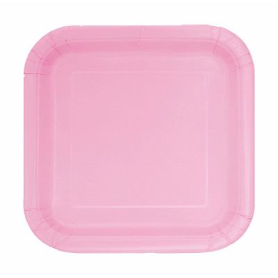  7 Inch Lovely Pink Square Plates (pack quantity 16) 