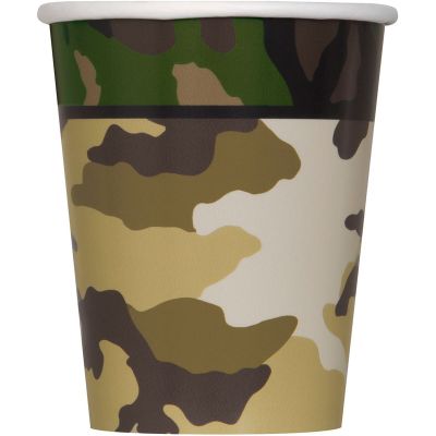  9oz Military Camo Cups (pack quantity 8) 