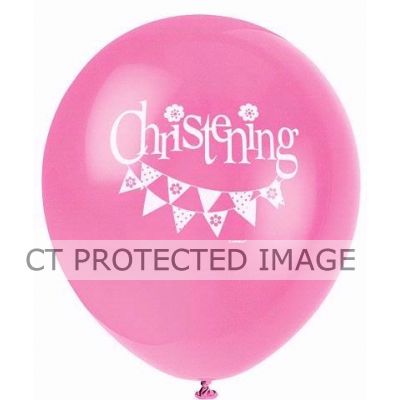  12 Inch Pink Christening Balloons (pack quantity 8) 