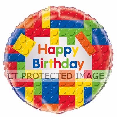 18 Inch Building Blocks Birthday Foil Balloon